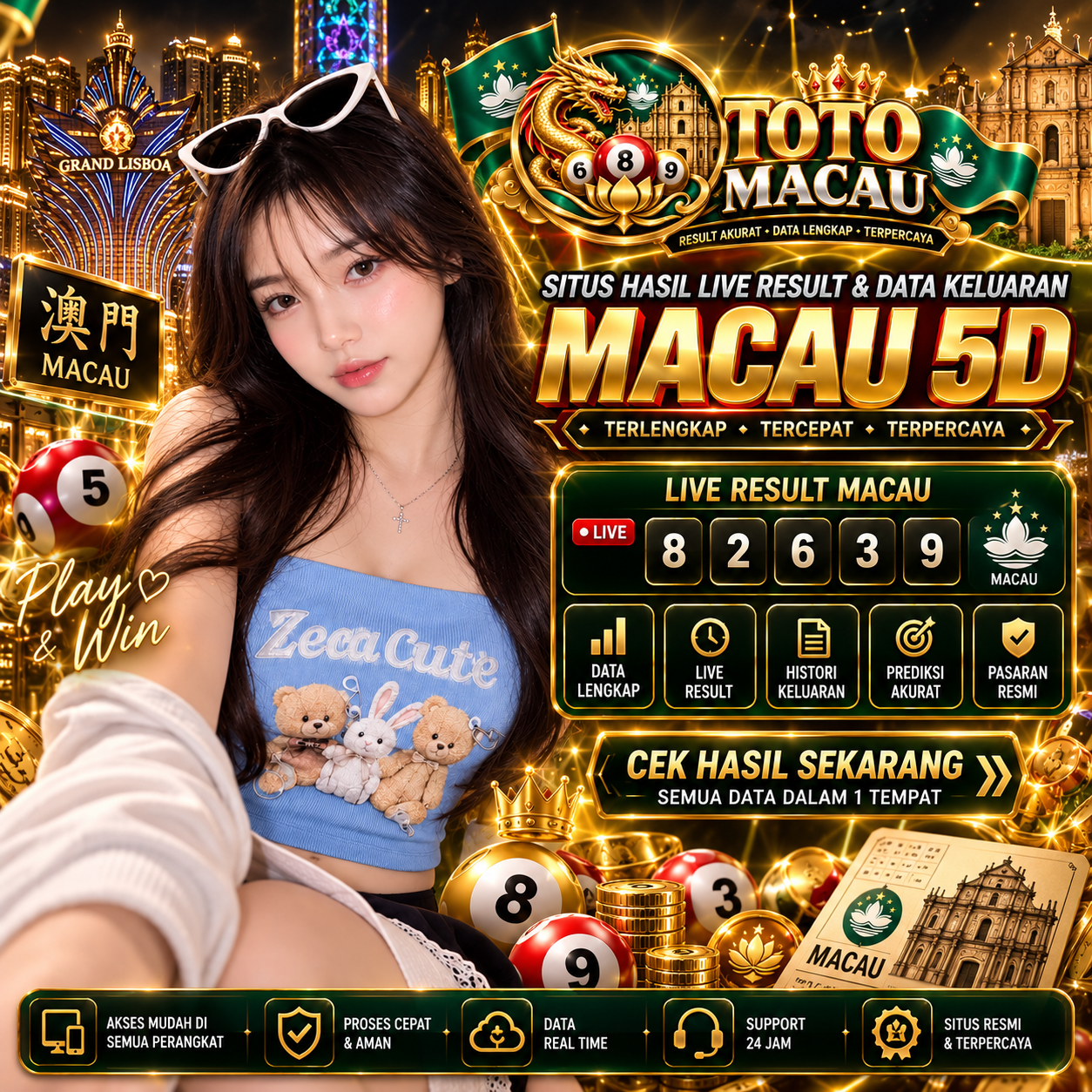 Thumbnail 1 of 3, Poster, TOTO MACAU: Situs Hasil Live Result & Data Keluaran Macau 5D designed and sold by TOTOMACAU.